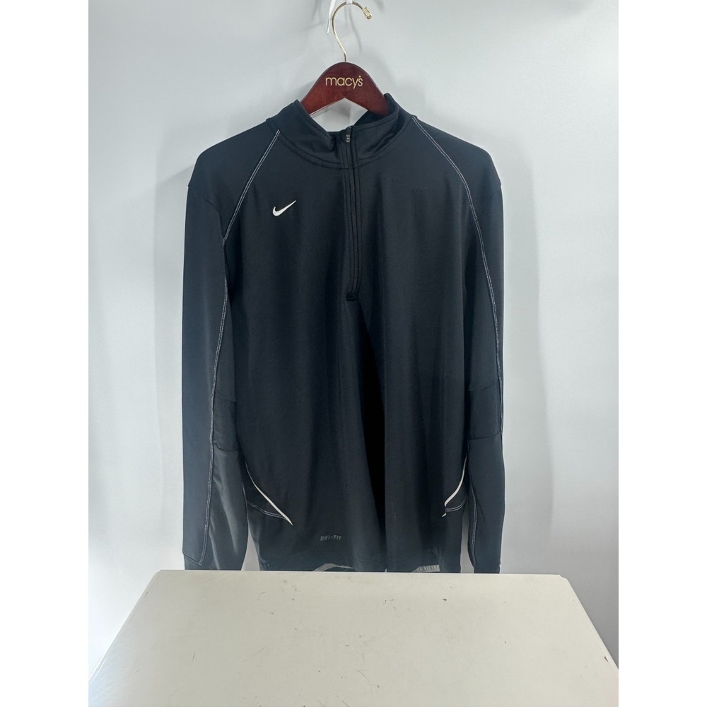 Nike Dri-Fit 1/4 Zip Activewear‎ Performance Lined Running Pullover Top Black